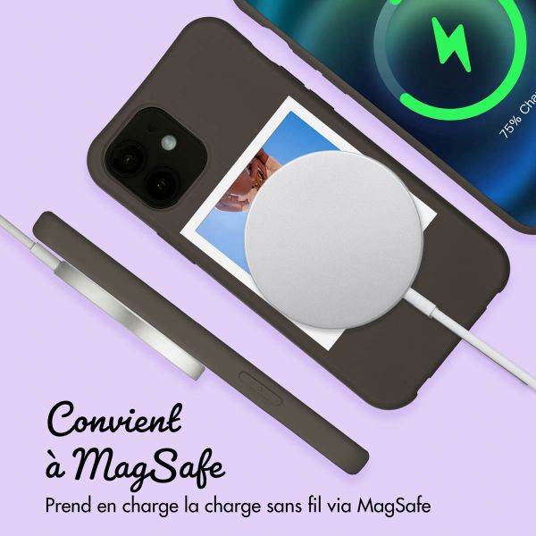 Coque de couleur personnalisée MagSafe avec cordon amovible et Polaroid iPhone 12 Pro - Black Coffee