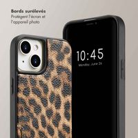 Selencia Coque arrière avec cordon et porte-cartes Nova iPhone 15 - Leopard