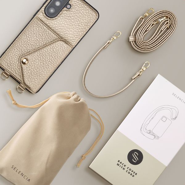 Selencia Coque de télephone Sera avec cordon et porte-cartes enveloppe Samsung Galaxy A37 (5G) - Champagne