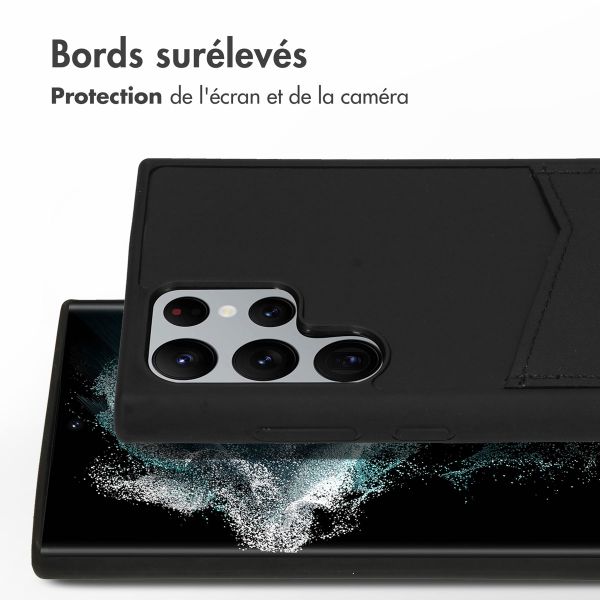 Accezz ﻿Coque en cuir de qualité supérieure avec fentes pour cartes Samsung Galaxy S22 Ultra - Noir