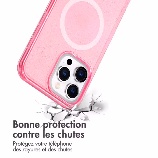 imoshion Coque Pailletée avec MagSafe Apple iPhone 15 Pro - Paillettes Rose
