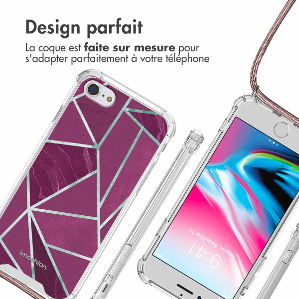 imoshion Coque Design avec cordon Apple iPhone SE (2022 / 2020) / 8 / 7 - Bordeaux Graphic