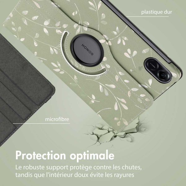 imoshion Coque tablette Design rotatif à 360° Honor Pad X9 - Green Flowers