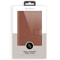 Selencia Étui portefeuille en cuir véritable Samsung Galaxy S9 - Marron clair