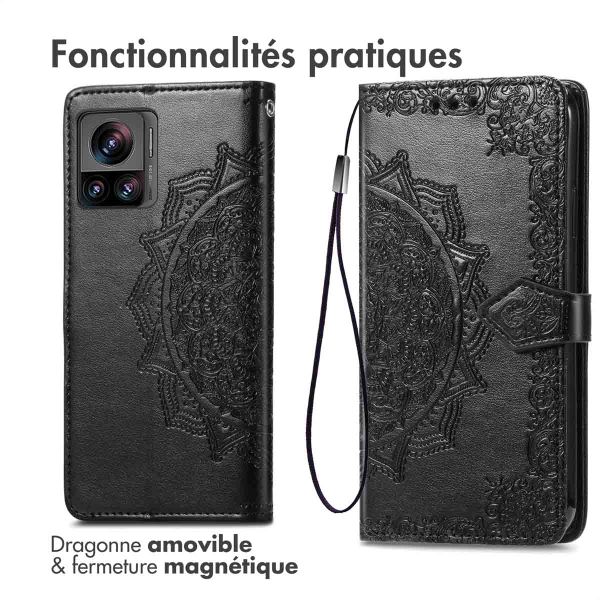 imoshion Etui de téléphone portefeuille Mandala Motorola Edge 30 Ultra - Noir