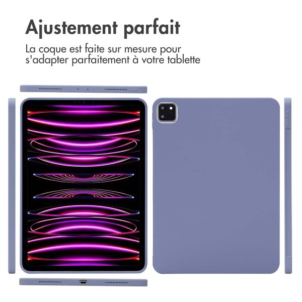 Accezz Coque Liquid Silicone avec porte-stylet iPad Pro 11 (2018/2020/2021/2022) - Lila