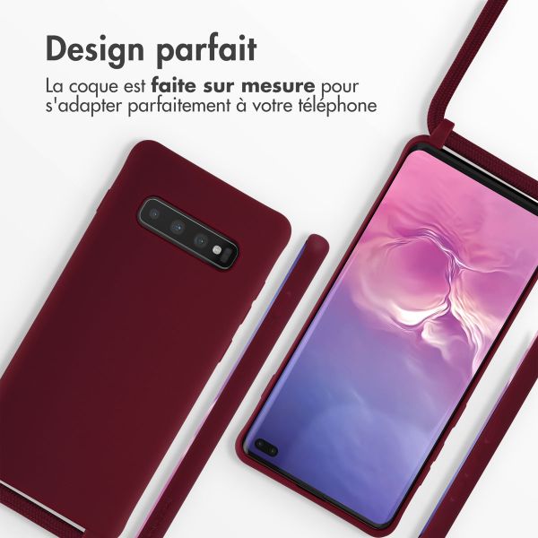 imoshion ﻿Coque en silicone avec cordon Samsung Galaxy S10 Plus - Rouge foncé