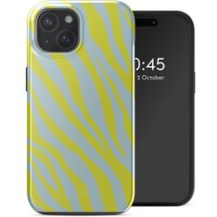 Selencia Coque arrière Vivid avec MagSafe Apple iPhone 15 - Zebra Winter Sky Titanium Yellow