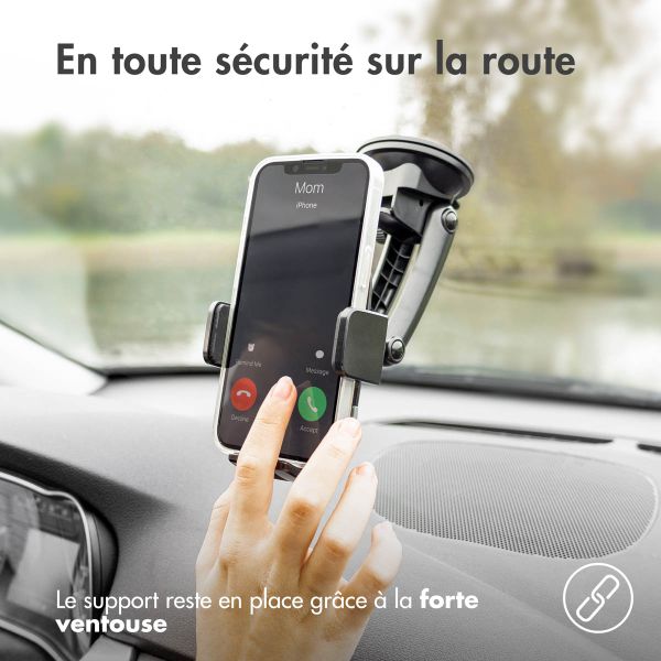 Accezz ﻿Support de téléphone de voiture - Chargeur sans fil - Tableau de bord et pare-brise - Noir