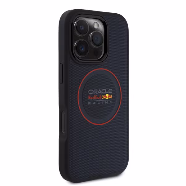 Red Bull Racing Coque en cuir PU maillé MagSafe Apple iPhone 16 Pro Max - Navy