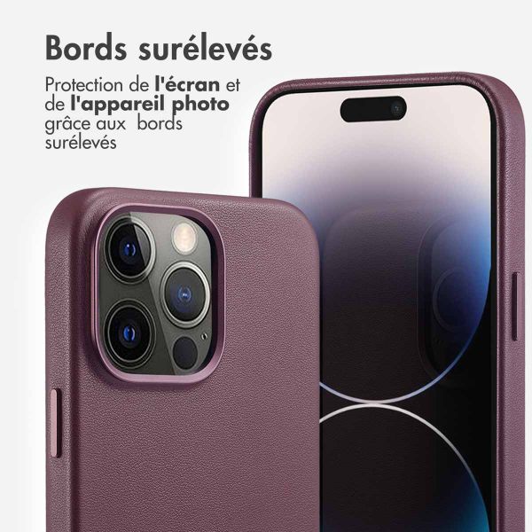 Accezz Coque arrière en cuir avec MagSafe Apple iPhone 14 Pro Max - Heath Purple