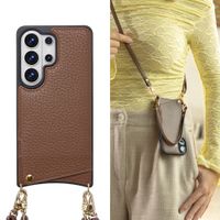 Selencia Coque de télephone Nova avec cordon et porte-cartes Samsung Galaxy S26 Ultra - Mocha Brown
