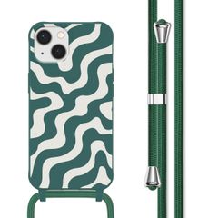 imoshion Coque design en silicone avec cordon Apple iPhone 13 - Petrol Green Groovy