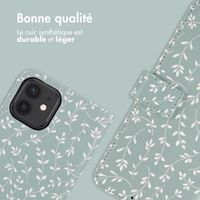 imoshion Étui de téléphone portefeuille Design Apple iPhone 11 - Smoke Green Flowers