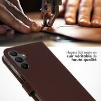 Selencia Étui portefeuille en cuir véritable Samsung Galaxy A15 (5G/4G) - Marron foncé