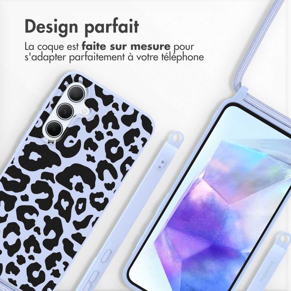 imoshion Coque design en silicone avec cordon Samsung Galaxy A55 - Animal Lila