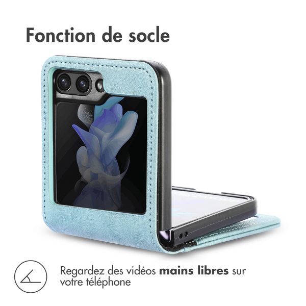 imoshion Étui de téléphone portefeuille Luxe Samsung Galaxy Z Flip 5 - Bleu clair