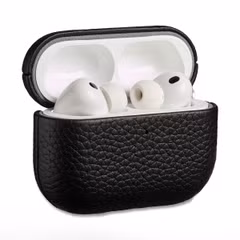 Accezz Coque en Cuir véritable Apple AirPods Pro 3 - Noir