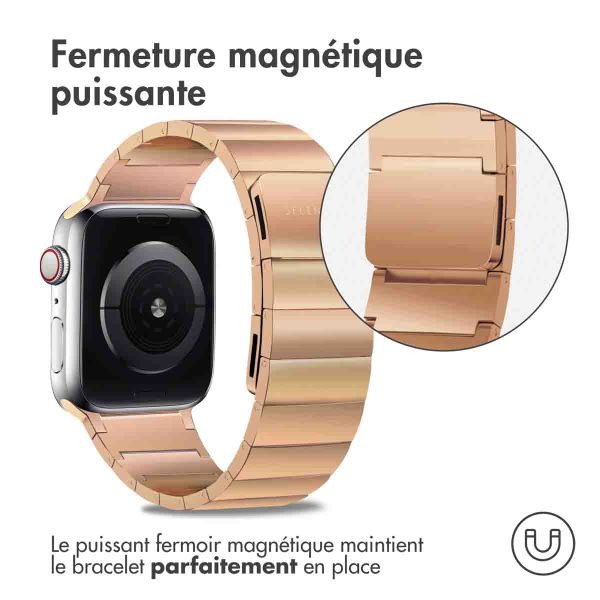 Selencia Bracelet magnétique en acier Apple Watch Series 1-9 / SE - 38/40/41 mm / Series 10 - 42 mm - Rosé Dorée