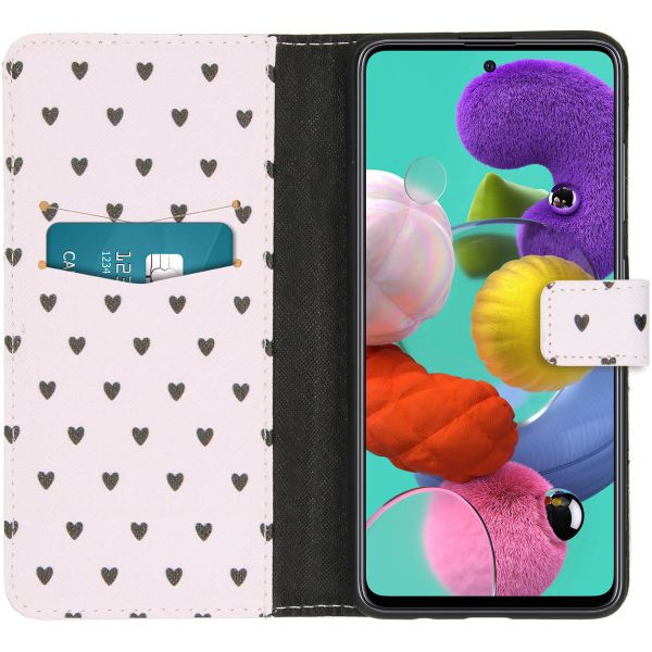 imoshion Design Softcase Bookcase Samsung Galaxy A51 - Hearts Allover White