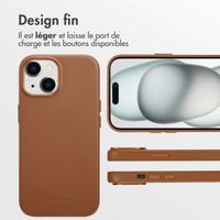 Accezz Coque arrière en cuir avec MagSafe iPhone 15 - Sienna Brown