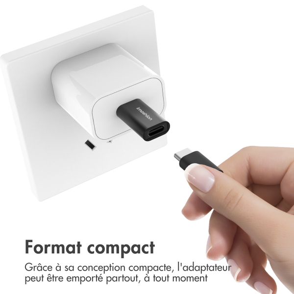 imoshion 2x Adaptateur USB-A 3.1 (mâle) vers USB-C (femelle) - OTG - Noir