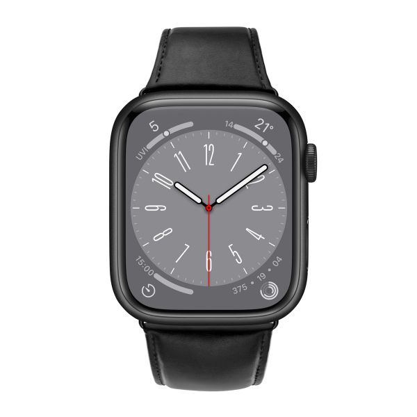 WiWu Bracelet vintage en cuir Apple Watch Series 1 t/m 11 / SE / Ultra (44/45/46/49 mm) - Noir