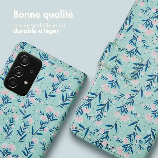 imoshion ﻿Étui de téléphone portefeuille Design Samsung Galaxy A52(s) (5G/4G) - Blue Flowers