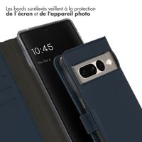 Selencia Étui de téléphone portefeuille en cuir véritable Google Pixel 7 Pro - Bleu