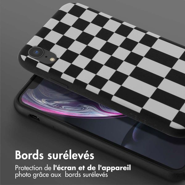 Selencia Coque design en silicone avec cordon amovible Apple iPhone Xr - Irregular Check Black