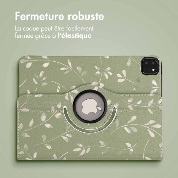 imoshion Coque tablette Design rotatif à 360° Apple iPad Pro 11 (2022 / 2021 / 2020 / 2018) - Green Flowers