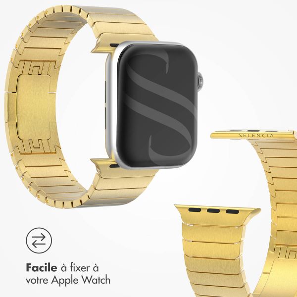 Selencia Bracelet à maillons en acier inoxydable Apple Watch Series 1 á 10 / SE / Ultra (2) (44/45/46/49 mm) - Dorée