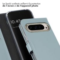 Selencia Étui portefeuille en cuir véritable Google Pixel 9 / 9 Pro - Bleu clair