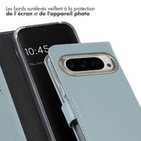 Selencia Étui de téléphone portefeuille en cuir véritable Google Pixel 9 / 9 Pro - Air Blue