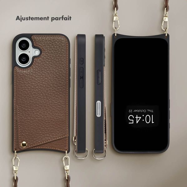 Selencia Coque de télephone Nova avec cordon et porte-cartes Apple iPhone 16 - Mocha Brown