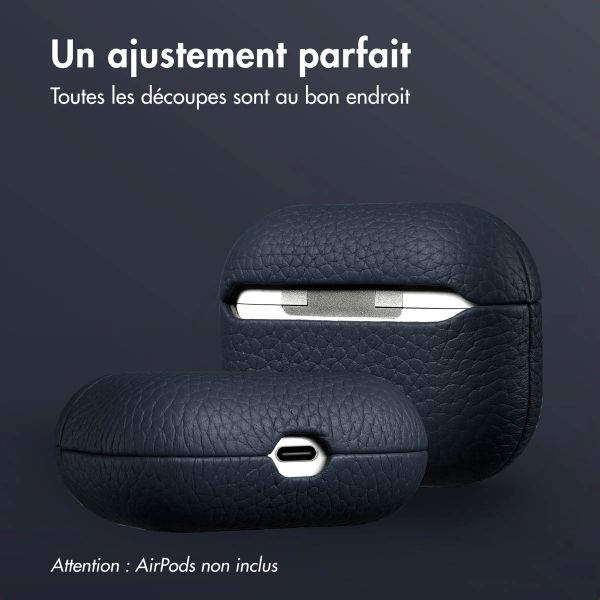 Accezz Coque en Cuir véritable Apple AirPods Pro - Bleu foncé