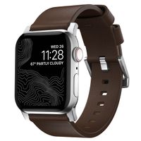 Nomad Bracelet en cuir moderne Apple Watch Series 1 á 10 / SE / Ultra (2) (44/45/46/49 mm) - Marron/Argent