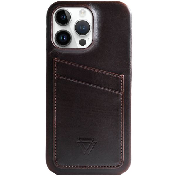 Wachikopa Coque Full Wrap C.C. avec 2 porte-cartes iPhone 14 Pro - Dark Brown