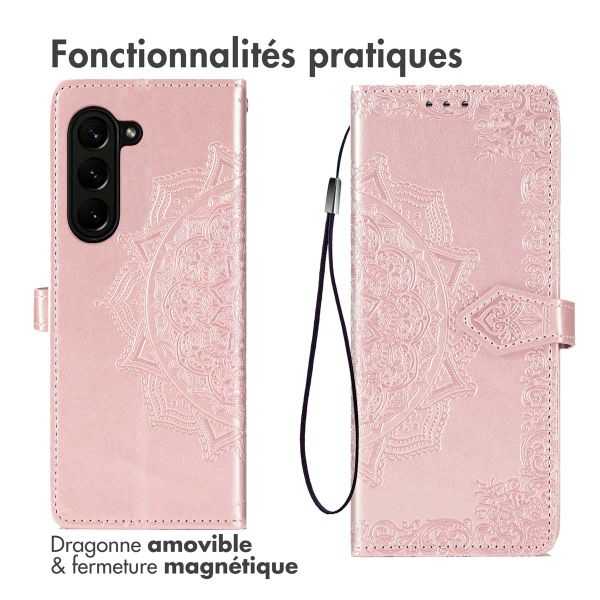 imoshion Etui de téléphone portefeuille Mandala Samsung Galaxy Z Fold 6 - Rose Dorée