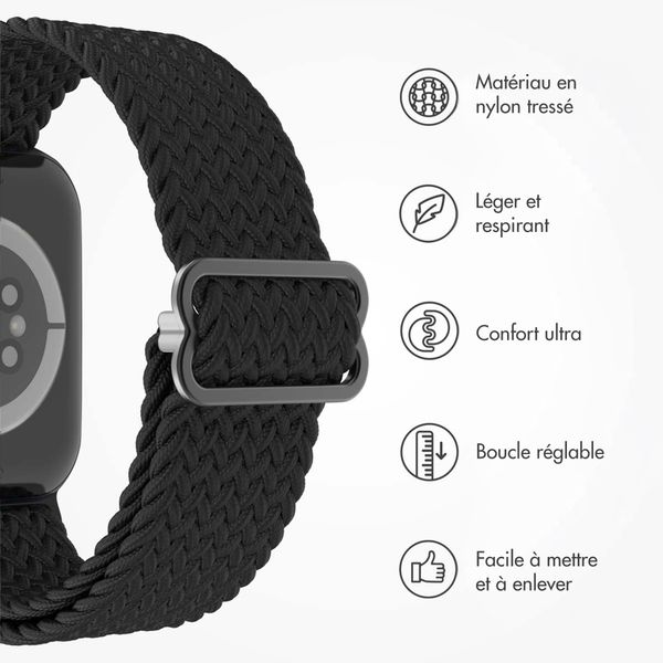 imoshion Bracelet tissé en nylon Apple Watch Series 1 á 9 / SE (38/40/41 mm) | Series 10 / 11 (42 mm) - Noir