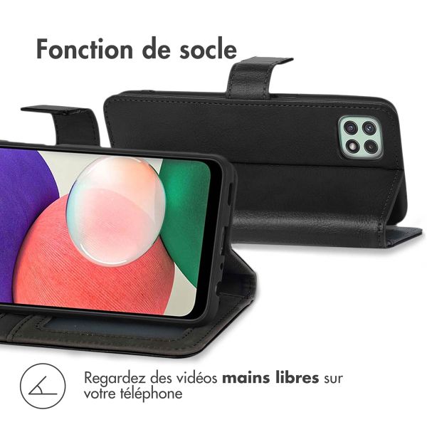 imoshion Étui de téléphone portefeuille Luxe Galaxy A22 (5G) - Noir