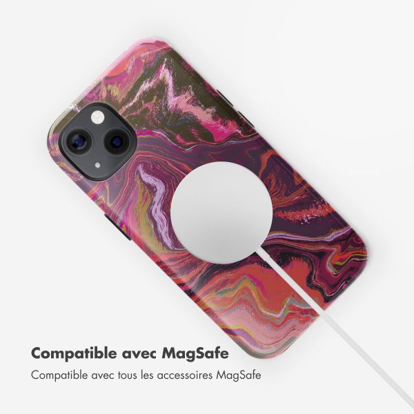 Selencia Coque arrière Vivid Tough avec MagSafe iPhone 13 - Marble Purple