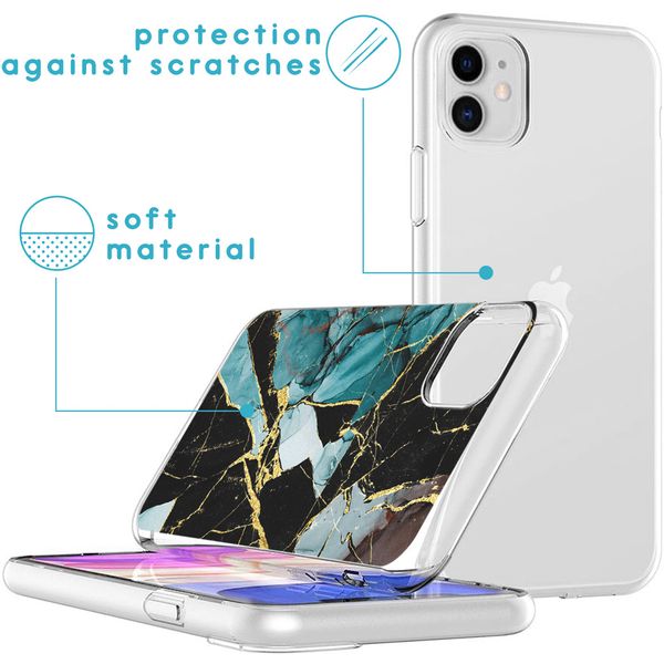 imoshion Coque Design iPhone 11 - Marbre - Bleu