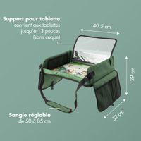 imoshion Table de voyage - Support de tablette voiture - 7 compartiments de rangement - Inclus 2 coloriages - Vert