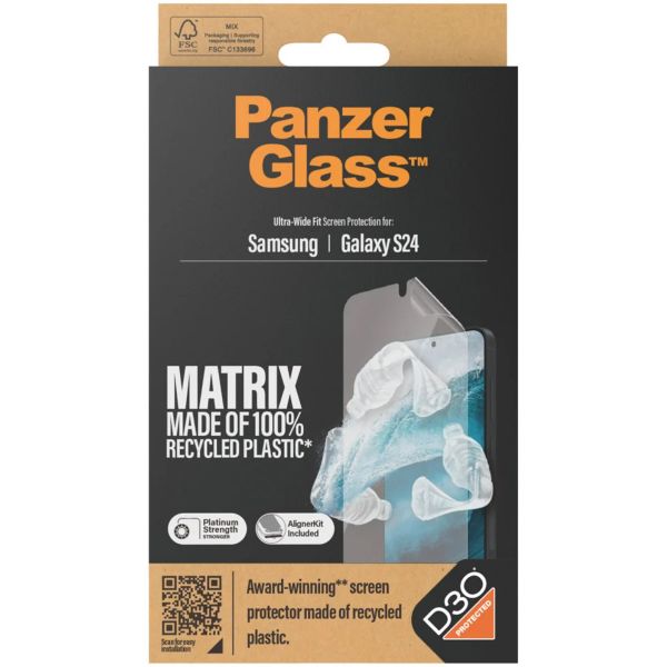 PanzerGlass ﻿Protection d'écran Matrix Recycled Ultra-Wide Fit Anti-bactérienne avec applicateur Samsung Galaxy S24