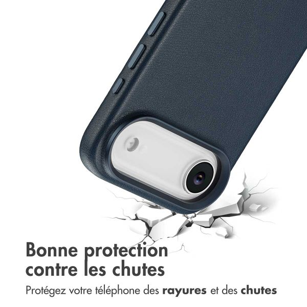Accezz Coque arrière en cuir avec MagSafe Apple iPhone Air - Nightfall Blue