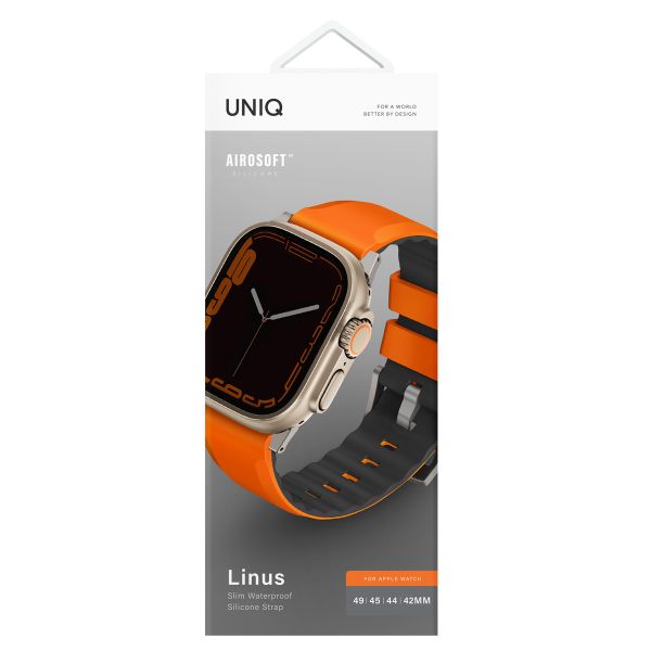 Uniq Bracelet Linus en silicone AiroSoft™ Apple Watch Series 1 á 10 / SE / Ultra (2) (44/45/46/49 mm) - Orange Volt