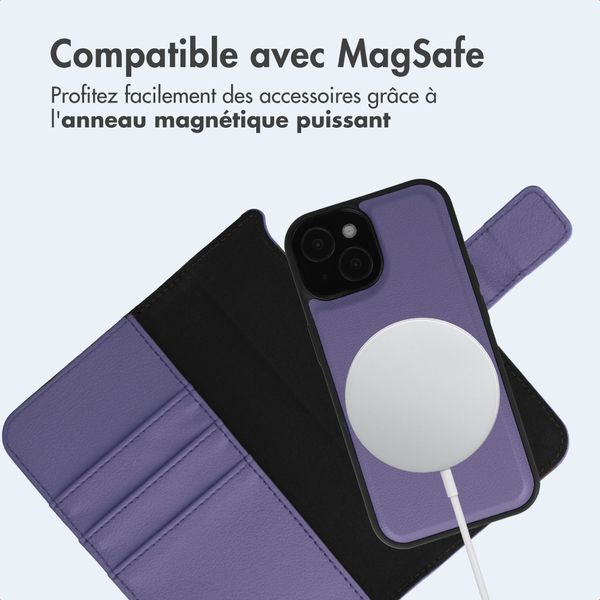 imoshion Étui portefeuille luxe 2-en-1 amovible Apple iPhone 15 - Violet