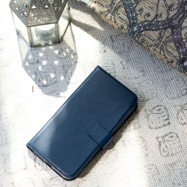 Selencia Étui portefeuille en cuir véritable Apple iPhone 12 Mini - Bleu
