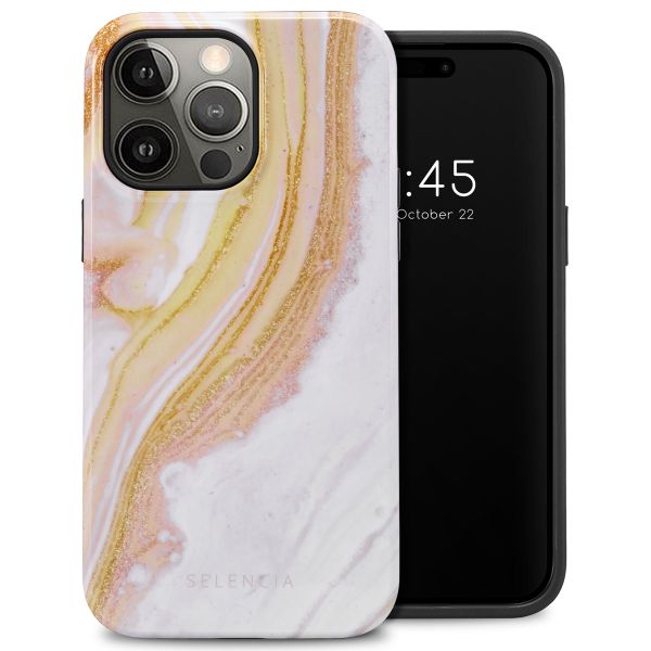 Selencia Coque arrière Vivid Tough iPhone 14 Pro Max - Chic Marble Gold